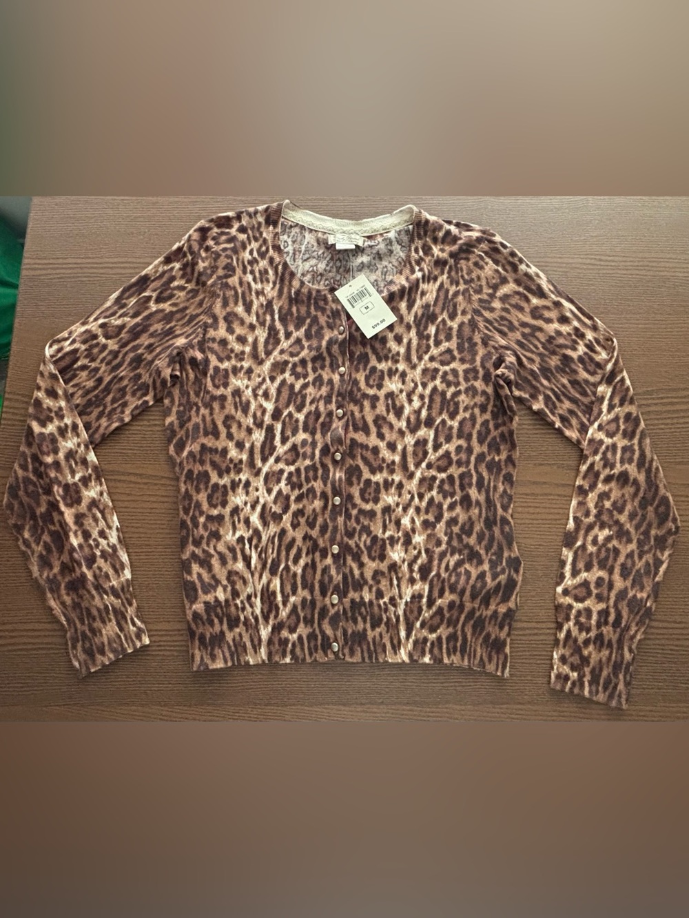 Women’s leopard print lucky brand button up sweater cardigan MEDIUM